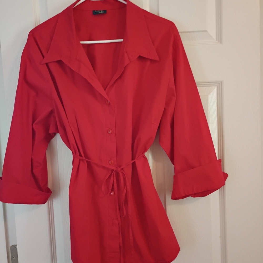 Ladies Red Cotton Blend Top